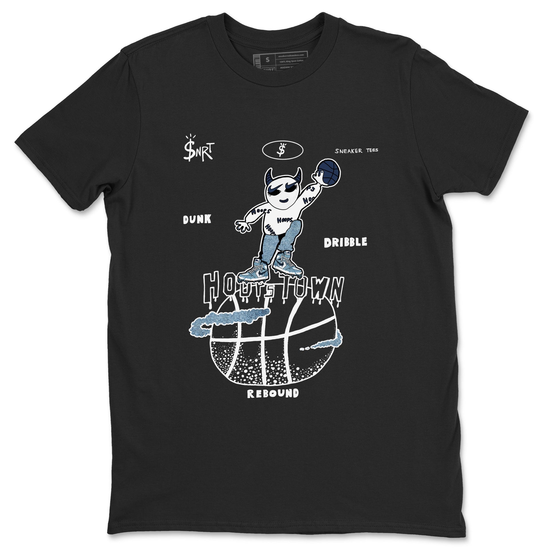 1s Denim shirts to match jordans Hoops Town sneaker match tees Air Jordan 1 Denim SNRT Sneaker Tees streetwear brand Black 2 unisex cotton tee