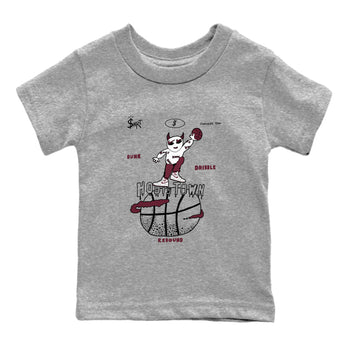 AJ1 Metallic Burgundy shirts to match jordans Hoops Town sneaker match tees Air Jordan 1 Metallic Burgundy SNRT Sneaker Tees streetwear brand Baby and Youth Heather Grey 2 cotton tee