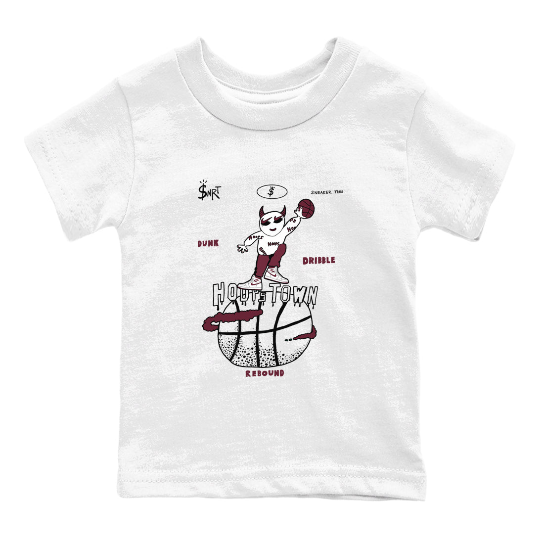 AJ1 Metallic Burgundy shirts to match jordans Hoops Town sneaker match tees Air Jordan 1 Metallic Burgundy SNRT Sneaker Tees streetwear brand Baby and Youth White 2 cotton tee