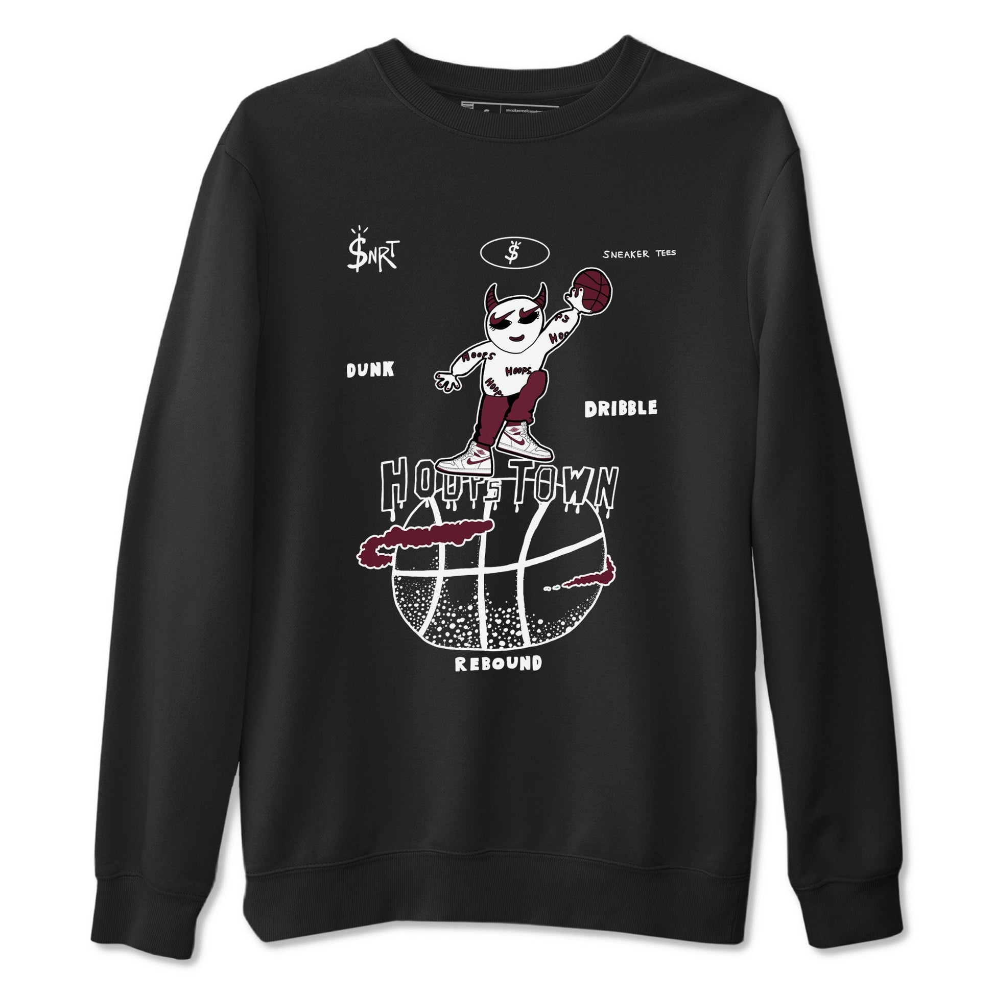 AJ1 Metallic Burgundy shirts to match jordans Hoops Town sneaker match tees Air Jordan 1 Metallic Burgundy SNRT Sneaker Tees streetwear brand Black 2 unisex cotton tee