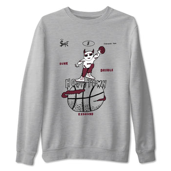AJ1 Metallic Burgundy shirts to match jordans Hoops Town sneaker match tees Air Jordan 1 Metallic Burgundy SNRT Sneaker Tees streetwear brand Heather Grey 2 unisex cotton tee