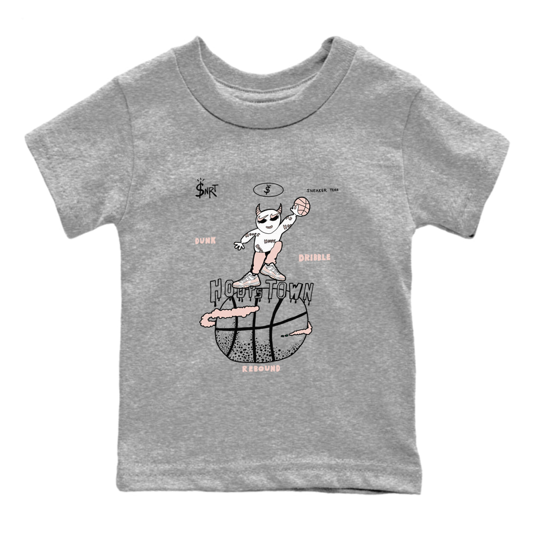AJ11 Legend Pink shirts to match jordans Hoops Town sneaker match tees Air Jordan 11 Legend Pink SNRT Sneaker Tees streetwear brand Baby and Youth Heather Grey 2 cotton tee