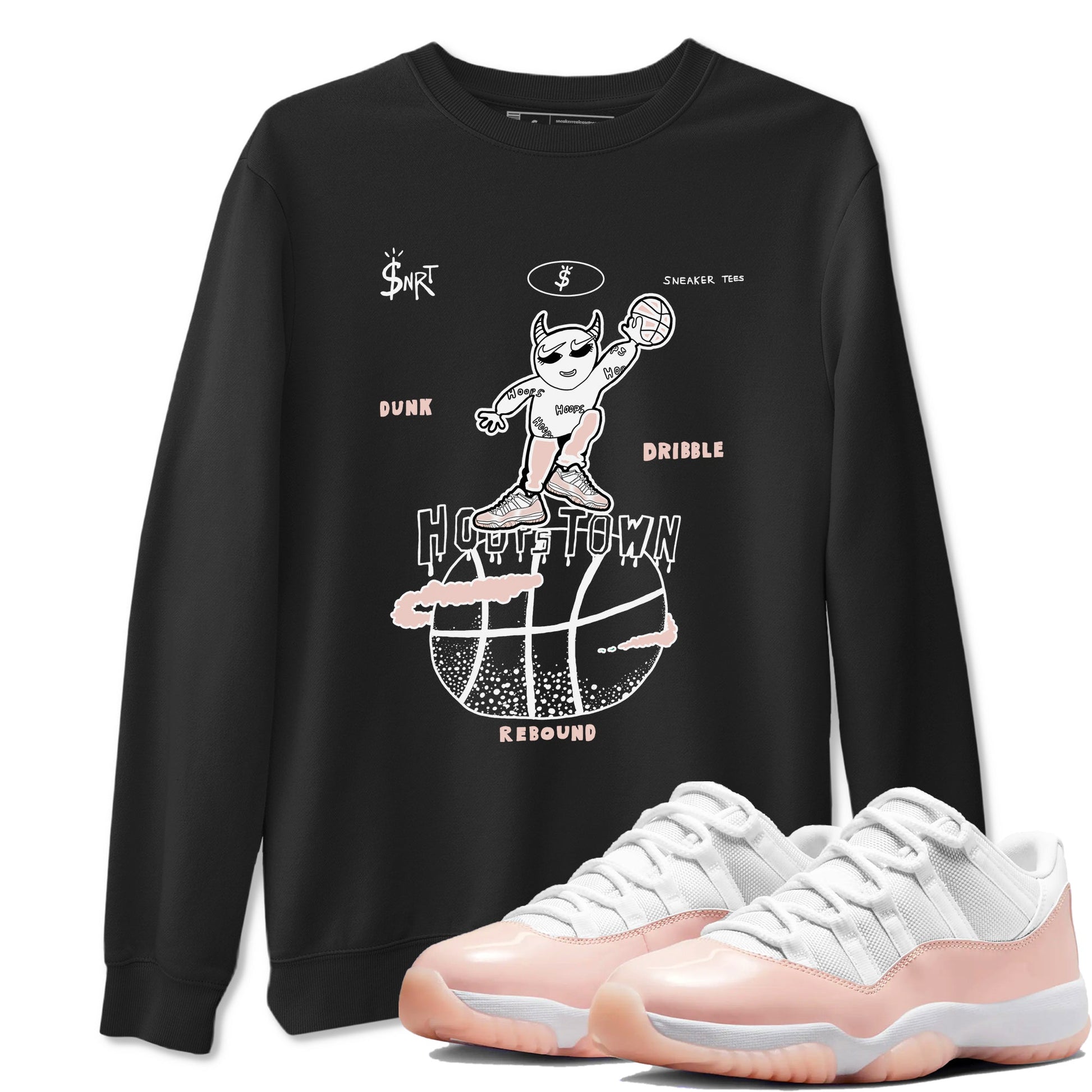 AJ11 Legend Pink shirts to match jordans Hoops Town sneaker match tees Air Jordan 11 Legend Pink SNRT Sneaker Tees streetwear brand Black 1 unisex cotton tee