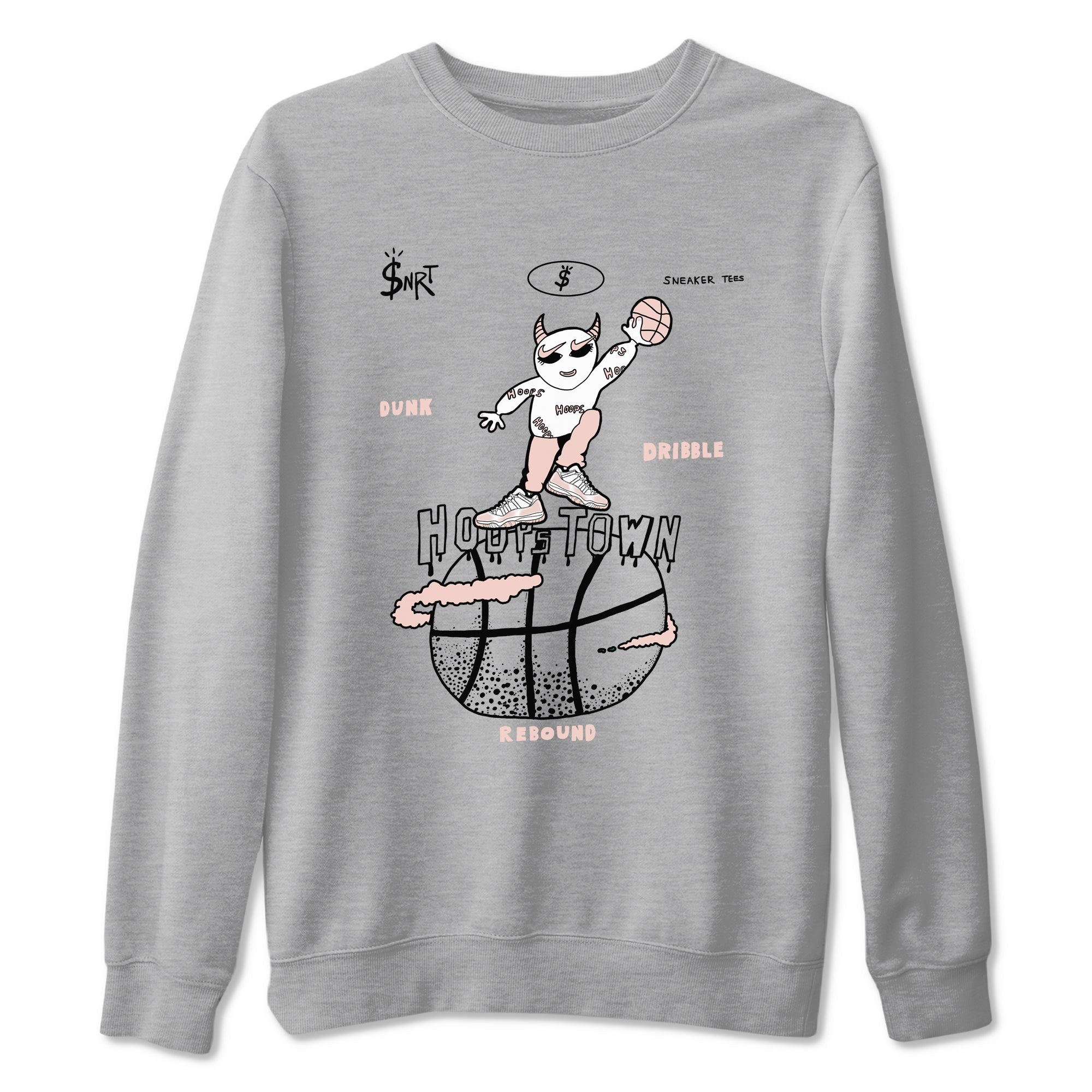 AJ11 Legend Pink shirts to match jordans Hoops Town sneaker match tees Air Jordan 11 Legend Pink SNRT Sneaker Tees streetwear brand Heather Grey 2 unisex cotton tee