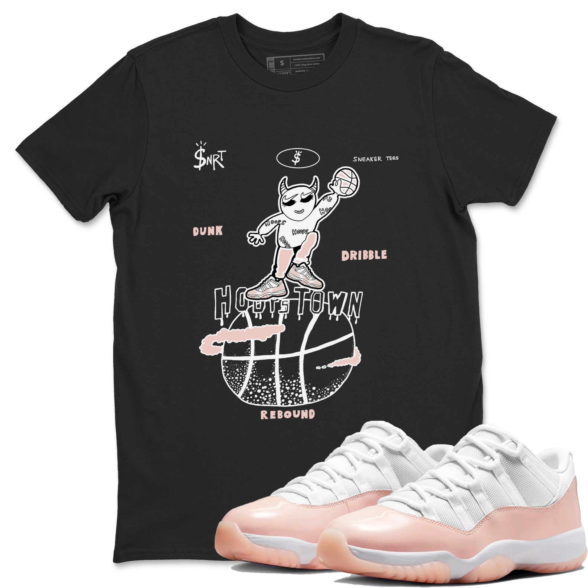 AJ11 Legend Pink shirts to match jordans Hoops Town sneaker match tees Air Jordan 11 Legend Pink SNRT Sneaker Tees streetwear brand Black 1 unisex cotton tee