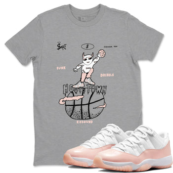 AJ11 Legend Pink shirts to match jordans Hoops Town sneaker match tees Air Jordan 11 Legend Pink SNRT Sneaker Tees streetwear brand Heather Grey 1 unisex cotton tee