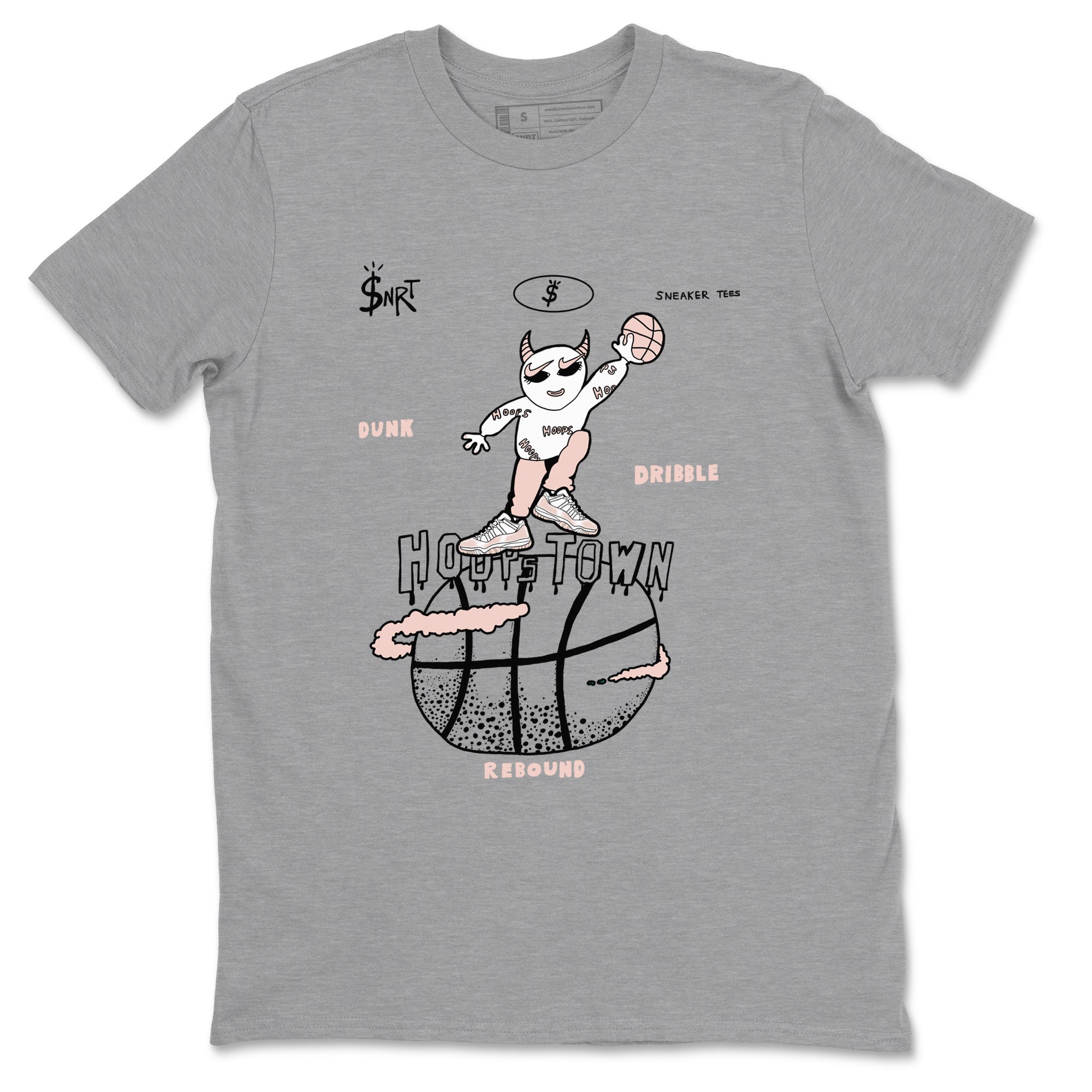 AJ11 Legend Pink shirts to match jordans Hoops Town sneaker match tees Air Jordan 11 Legend Pink SNRT Sneaker Tees streetwear brand Heather Grey 2 unisex cotton tee