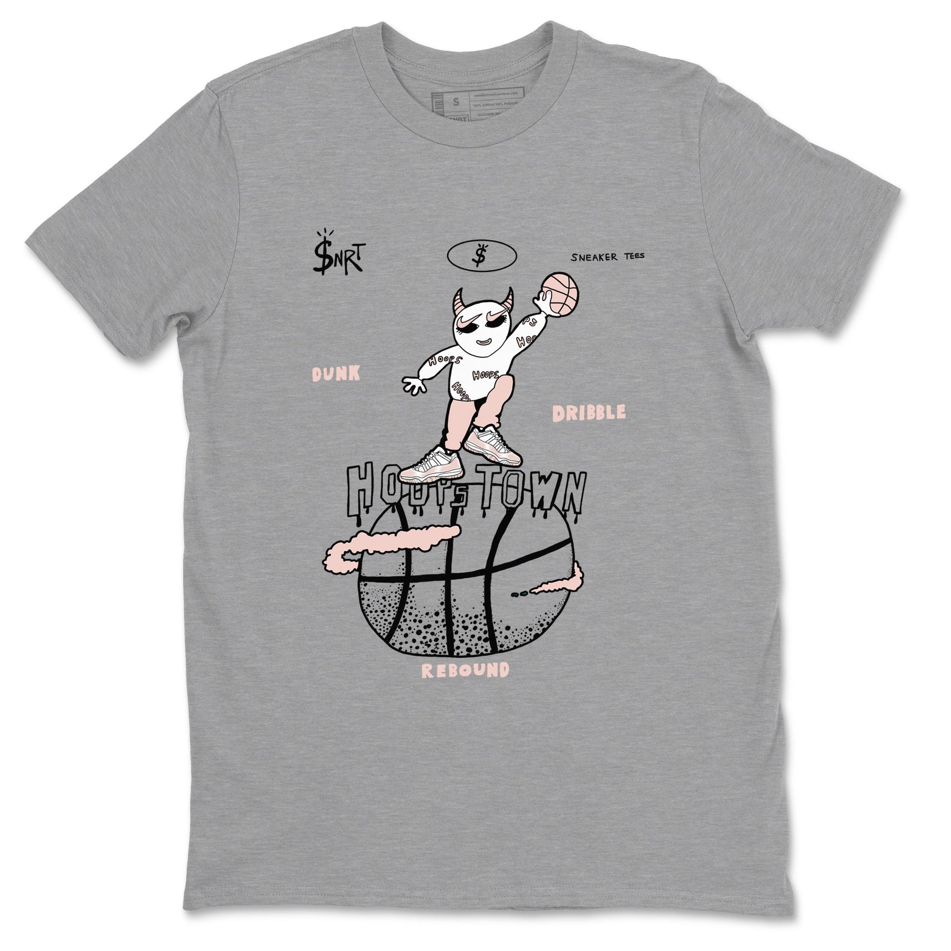 AJ11 Legend Pink shirts to match jordans Hoops Town sneaker match tees Air Jordan 11 Legend Pink SNRT Sneaker Tees streetwear brand Heather Grey 2 unisex cotton tee