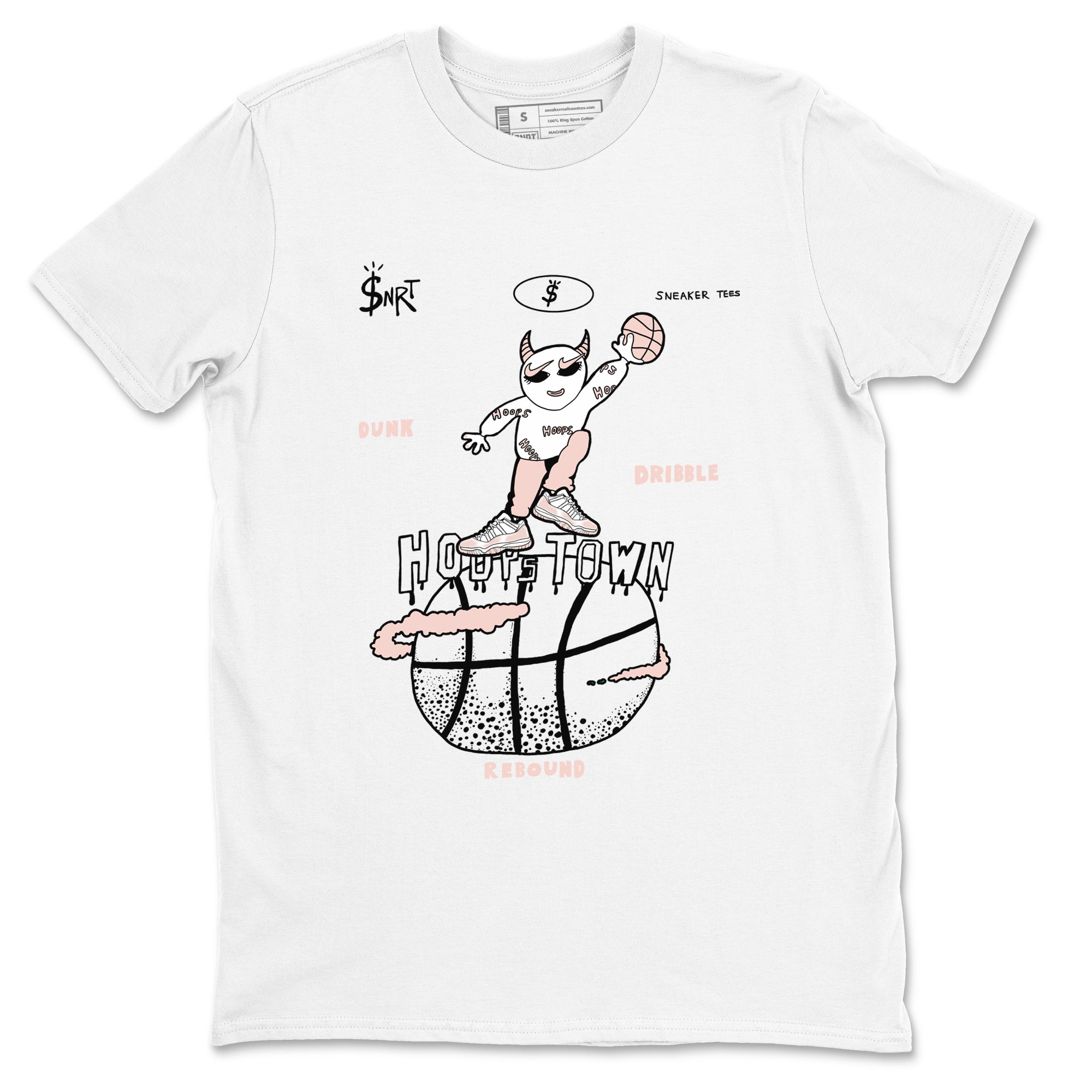 AJ11 Legend Pink shirts to match jordans Hoops Town sneaker match tees Air Jordan 11 Legend Pink SNRT Sneaker Tees streetwear brand White 2 unisex cotton tee