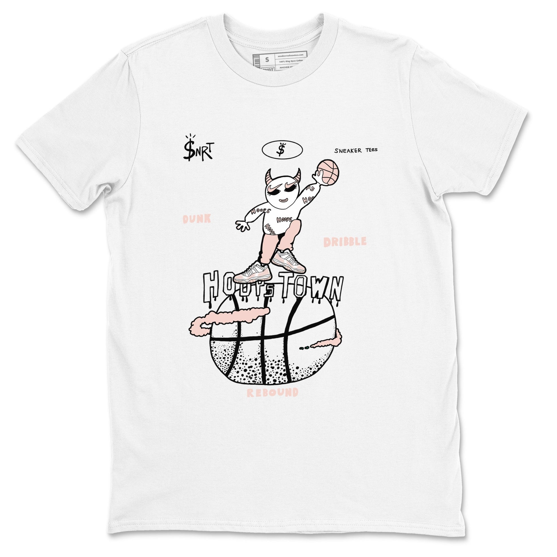 AJ11 Legend Pink shirts to match jordans Hoops Town sneaker match tees Air Jordan 11 Legend Pink SNRT Sneaker Tees streetwear brand White 2 unisex cotton tee