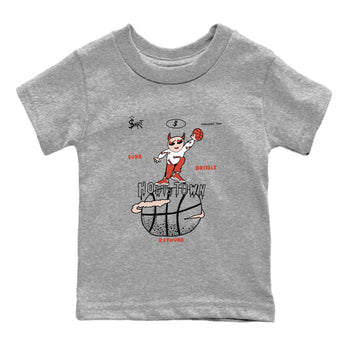 13s Dune Red shirts to match jordans Hoops Town sneaker match tees Air Jordan 13 Dune Red SNRT Sneaker Tees streetwear brand Baby and Youth Heather Grey 2 cotton tee