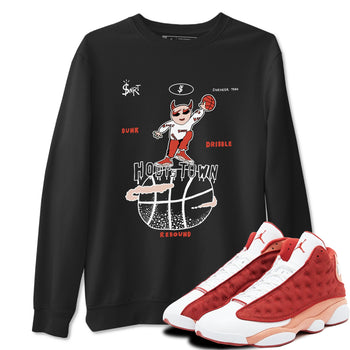 13s Dune Red shirts to match jordans Hoops Town sneaker match tees Air Jordan 13 Dune Red SNRT Sneaker Tees streetwear brand Black 1 unisex cotton tee