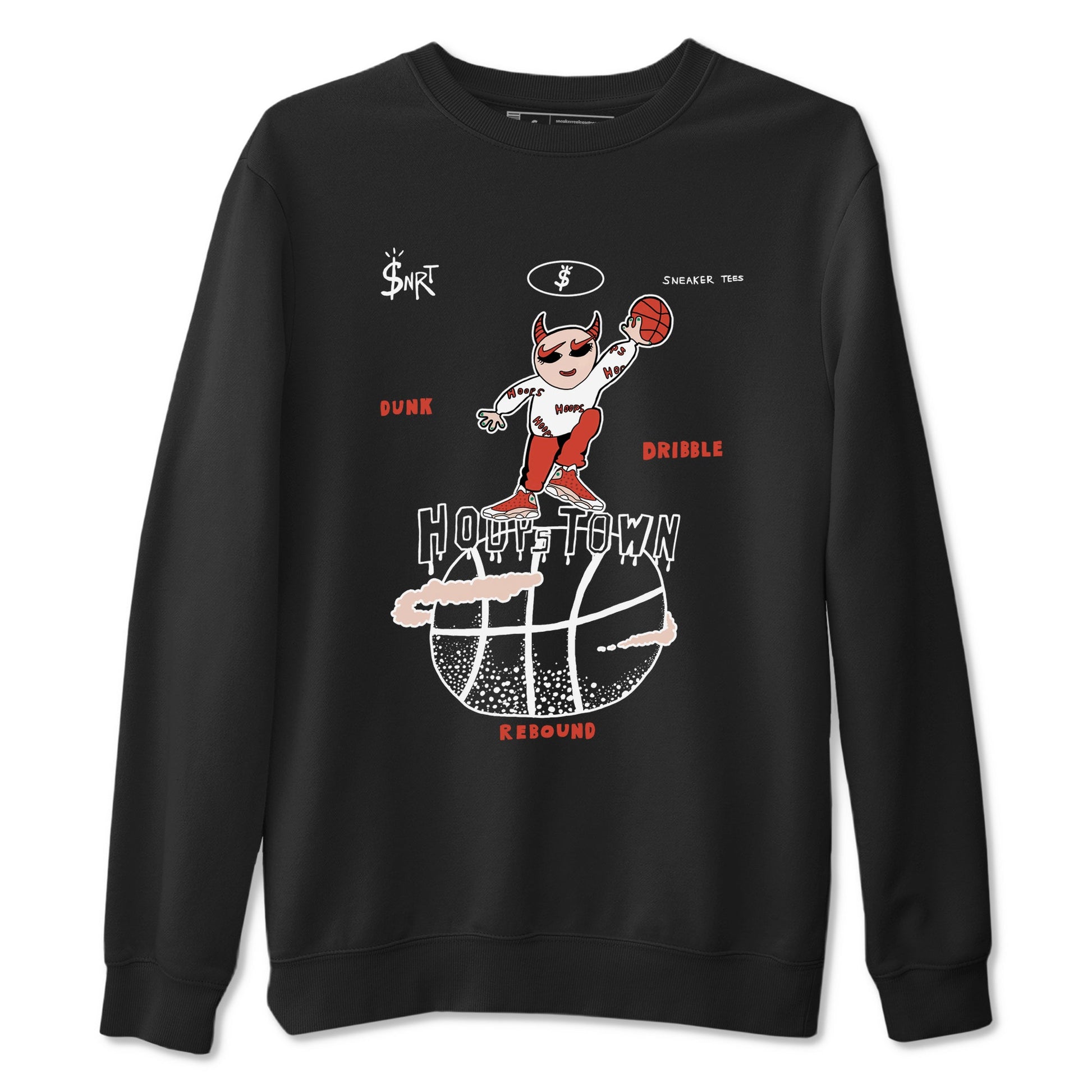 13s Dune Red shirts to match jordans Hoops Town sneaker match tees Air Jordan 13 Dune Red SNRT Sneaker Tees streetwear brand Black 2 unisex cotton tee