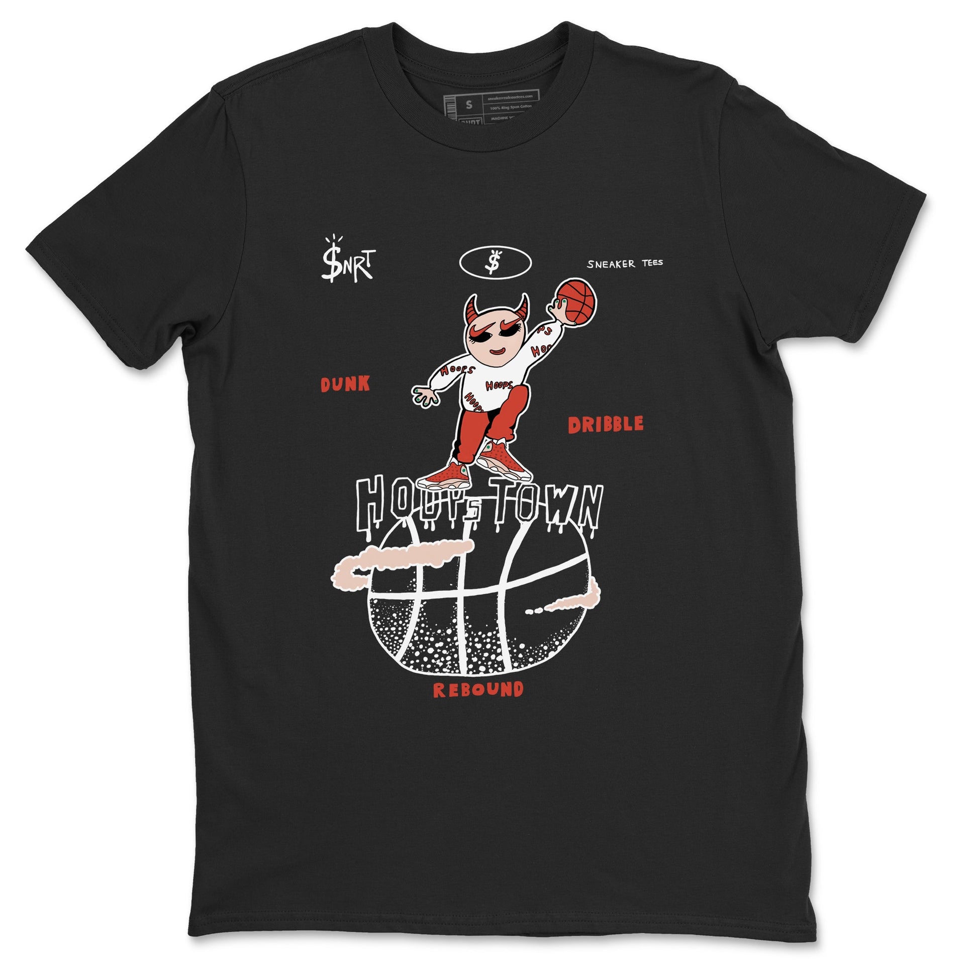 13s Dune Red shirts to match jordans Hoops Town sneaker match tees Air Jordan 13 Dune Red SNRT Sneaker Tees streetwear brand Black 2 unisex cotton tee