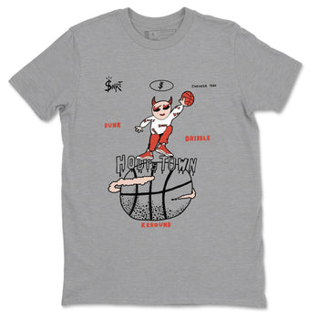 13s Dune Red shirts to match jordans Hoops Town sneaker match tees Air Jordan 13 Dune Red SNRT Sneaker Tees streetwear brand Heather Grey 2 unisex cotton tee