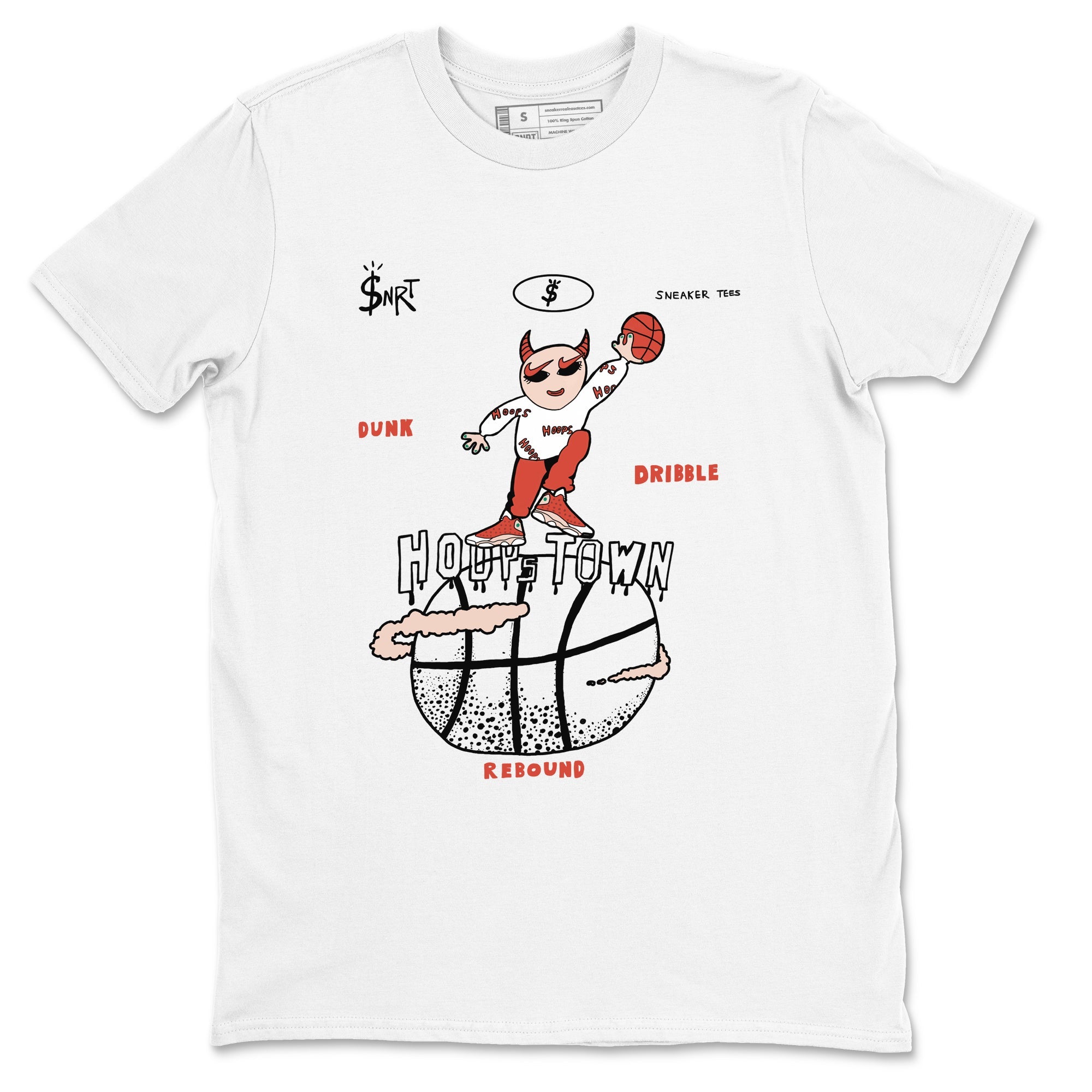13s Dune Red shirts to match jordans Hoops Town sneaker match tees Air Jordan 13 Dune Red SNRT Sneaker Tees streetwear brand White 2 unisex cotton tee