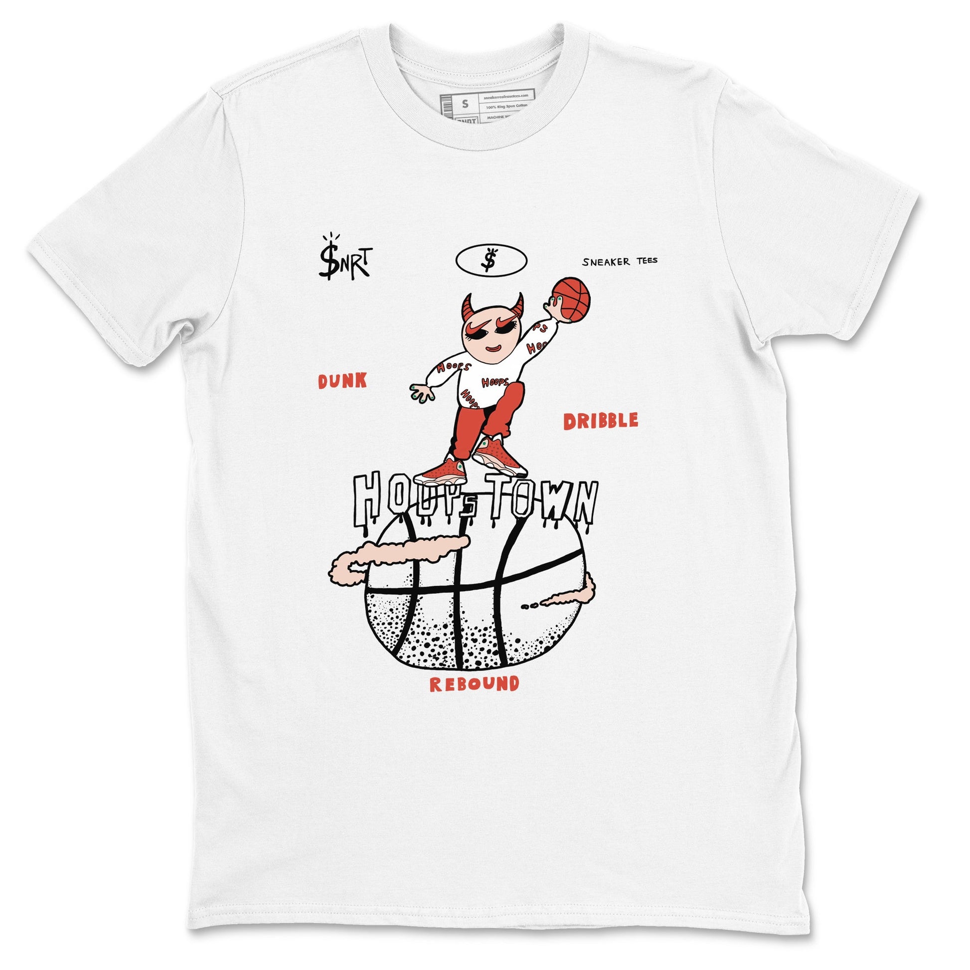 13s Dune Red shirts to match jordans Hoops Town sneaker match tees Air Jordan 13 Dune Red SNRT Sneaker Tees streetwear brand White 2 unisex cotton tee