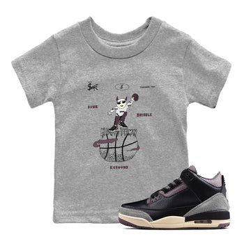 AJ3 A Ma Maniere x Black shirts to match jordans Hoops Town sneaker match tees A Ma Maniere x Air Jordan 3 “Black” SNRT Sneaker Tees streetwear brand Baby and Youth Heather Grey 1 cotton tee