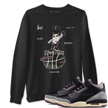 AJ3 A Ma Maniere x Black shirts to match jordans Hoops Town sneaker match tees A Ma Maniere x Air Jordan 3 “Black” SNRT Sneaker Tees streetwear brand Black 1 unisex cotton tee