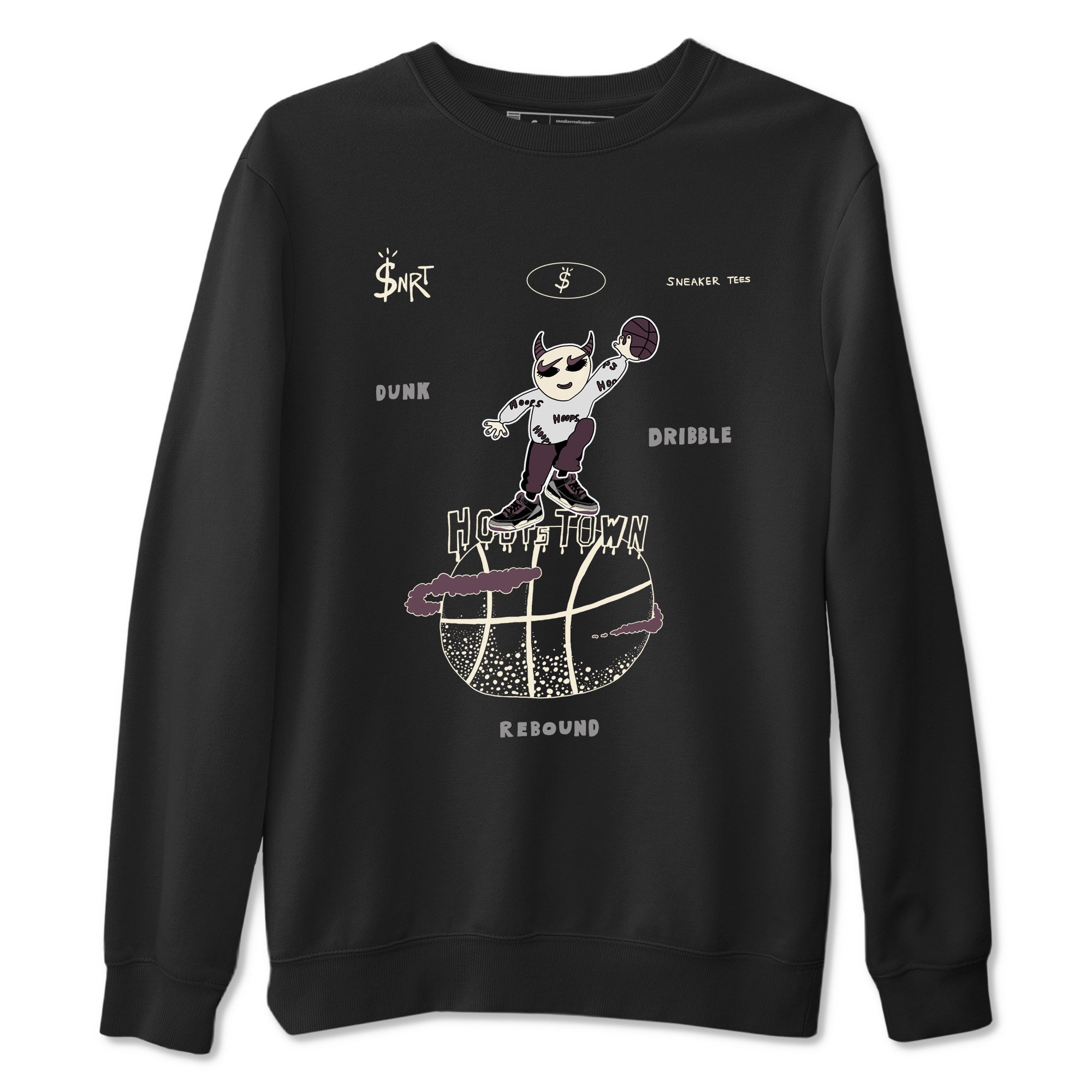 AJ3 A Ma Maniere x Black shirts to match jordans Hoops Town sneaker match tees A Ma Maniere x Air Jordan 3 “Black” SNRT Sneaker Tees streetwear brand Black 2 unisex cotton tee
