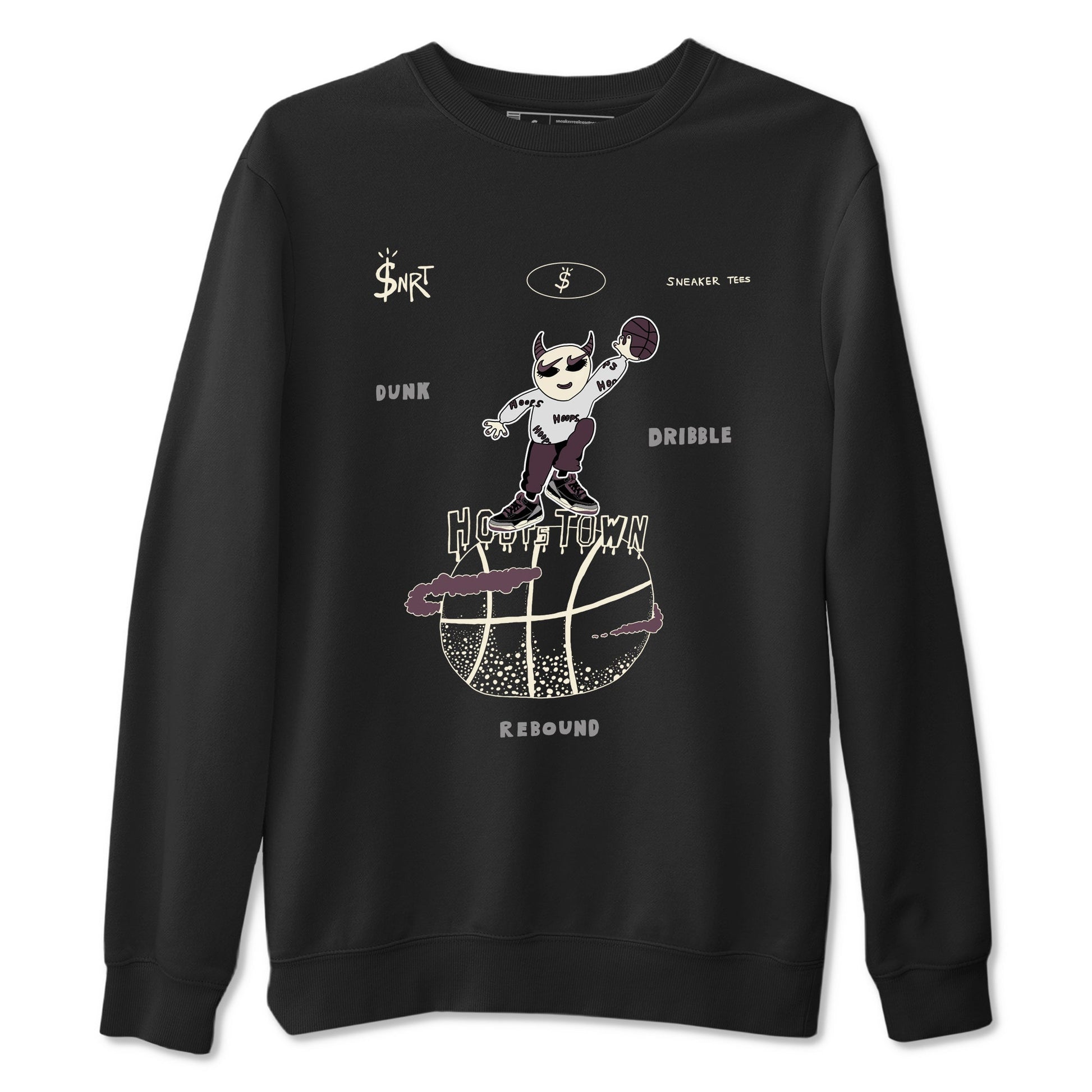 AJ3 A Ma Maniere x Black shirts to match jordans Hoops Town sneaker match tees A Ma Maniere x Air Jordan 3 “Black” SNRT Sneaker Tees streetwear brand Black 2 unisex cotton tee