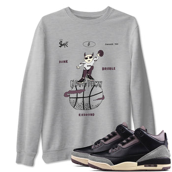 AJ3 A Ma Maniere x Black shirts to match jordans Hoops Town sneaker match tees A Ma Maniere x Air Jordan 3 “Black” SNRT Sneaker Tees streetwear brand Heather Grey 1 unisex cotton tee