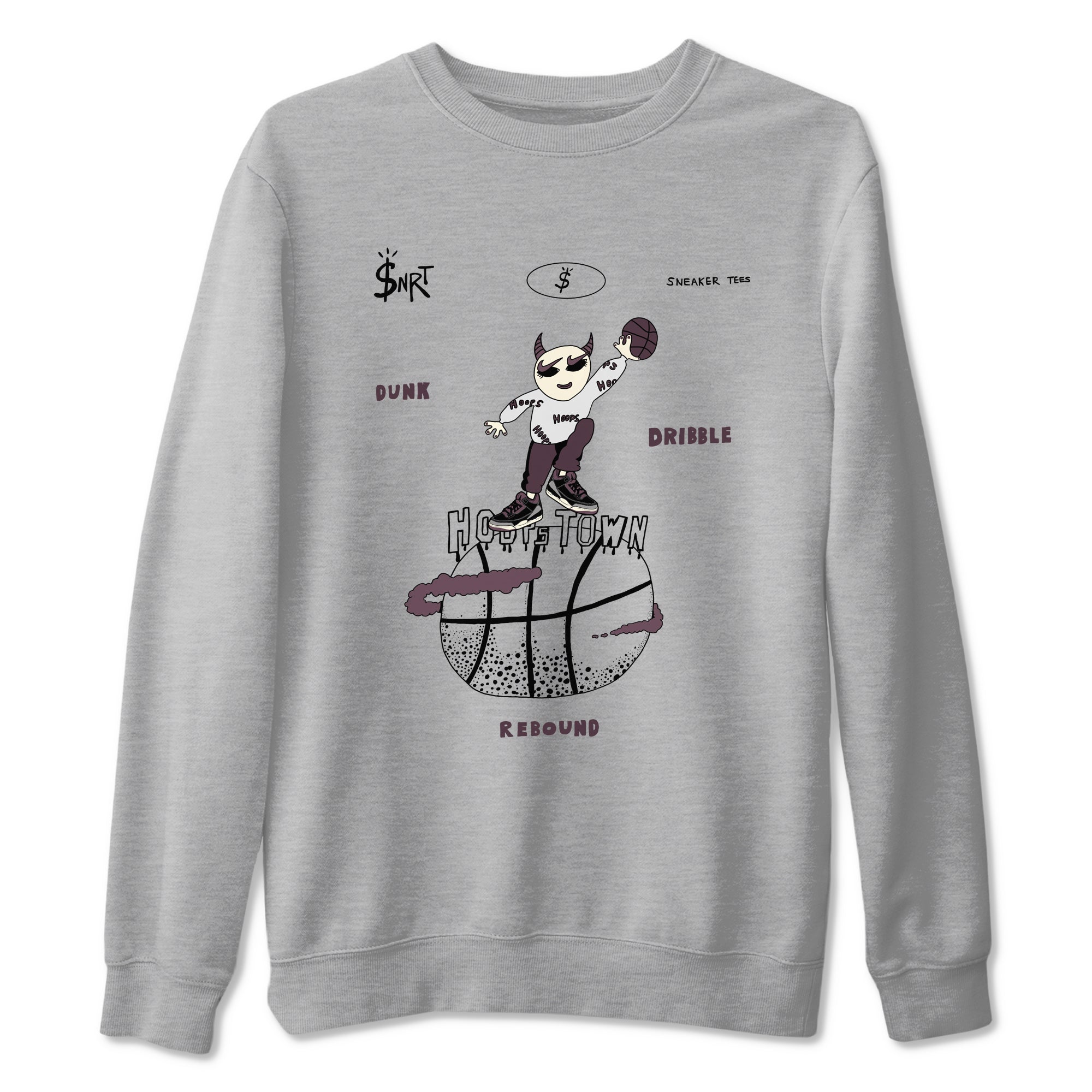AJ3 A Ma Maniere x Black shirts to match jordans Hoops Town sneaker match tees A Ma Maniere x Air Jordan 3 “Black” SNRT Sneaker Tees streetwear brand Heather Grey 2 unisex cotton tee