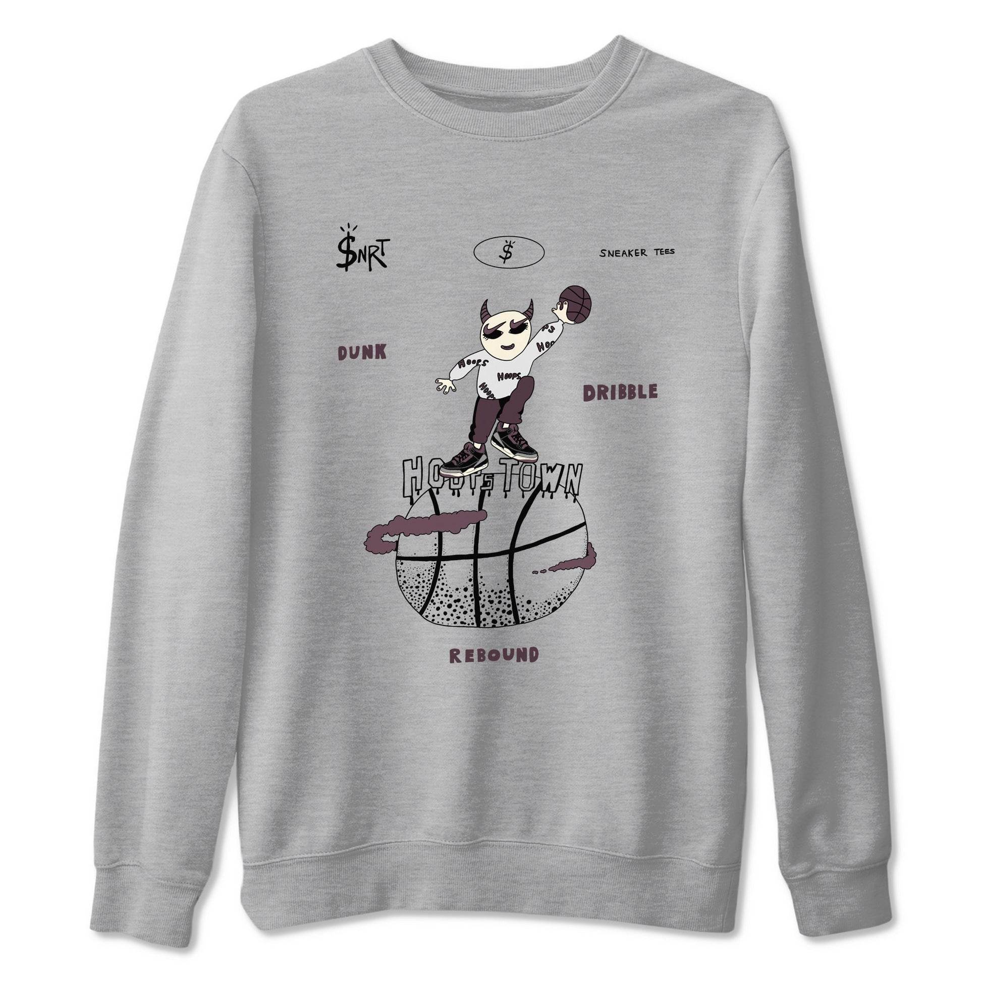 AJ3 A Ma Maniere x Black shirts to match jordans Hoops Town sneaker match tees A Ma Maniere x Air Jordan 3 “Black” SNRT Sneaker Tees streetwear brand Heather Grey 2 unisex cotton tee
