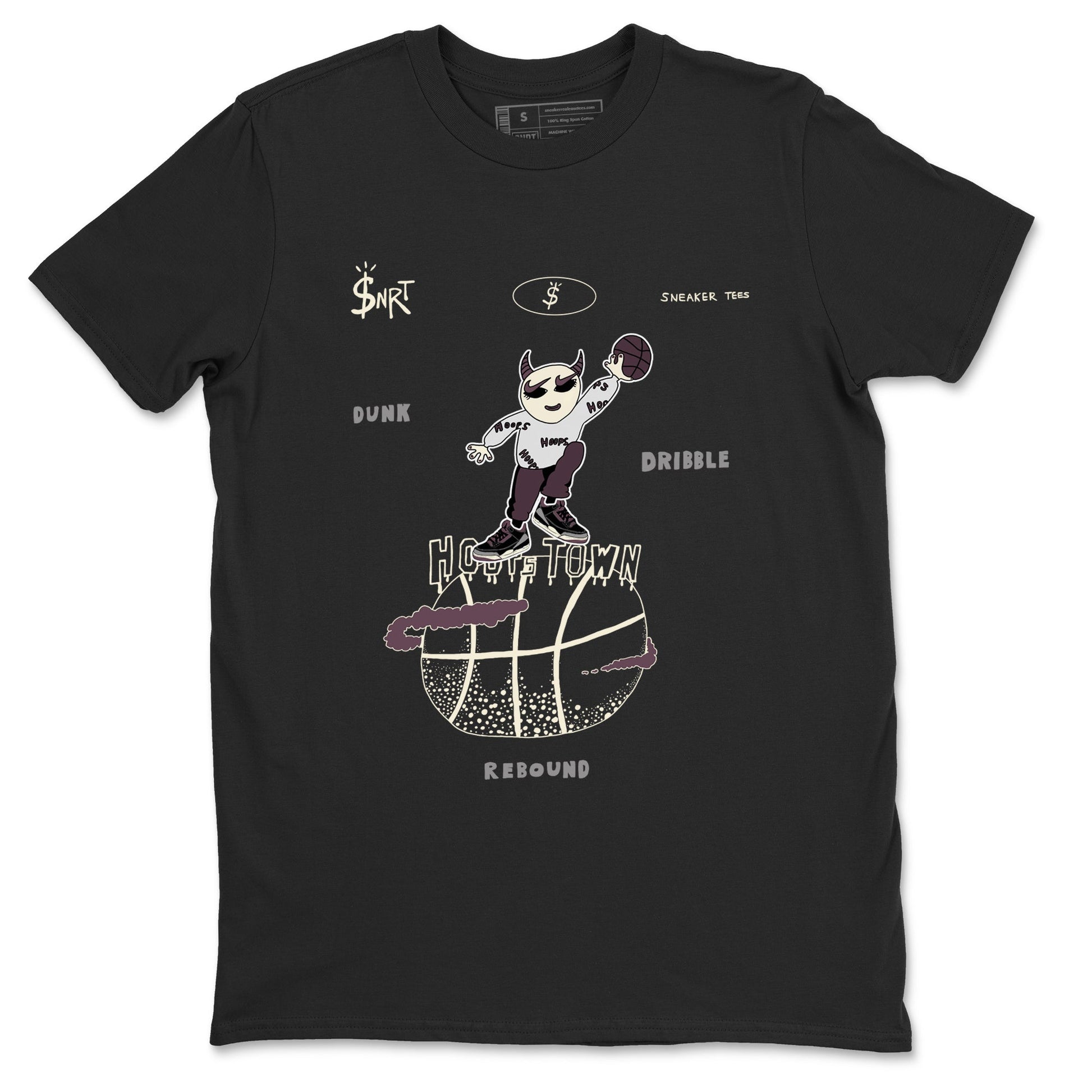 AJ3 A Ma Maniere x Black shirts to match jordans Hoops Town sneaker match tees A Ma Maniere x Air Jordan 3 “Black” SNRT Sneaker Tees streetwear brand Black 2 unisex cotton tee