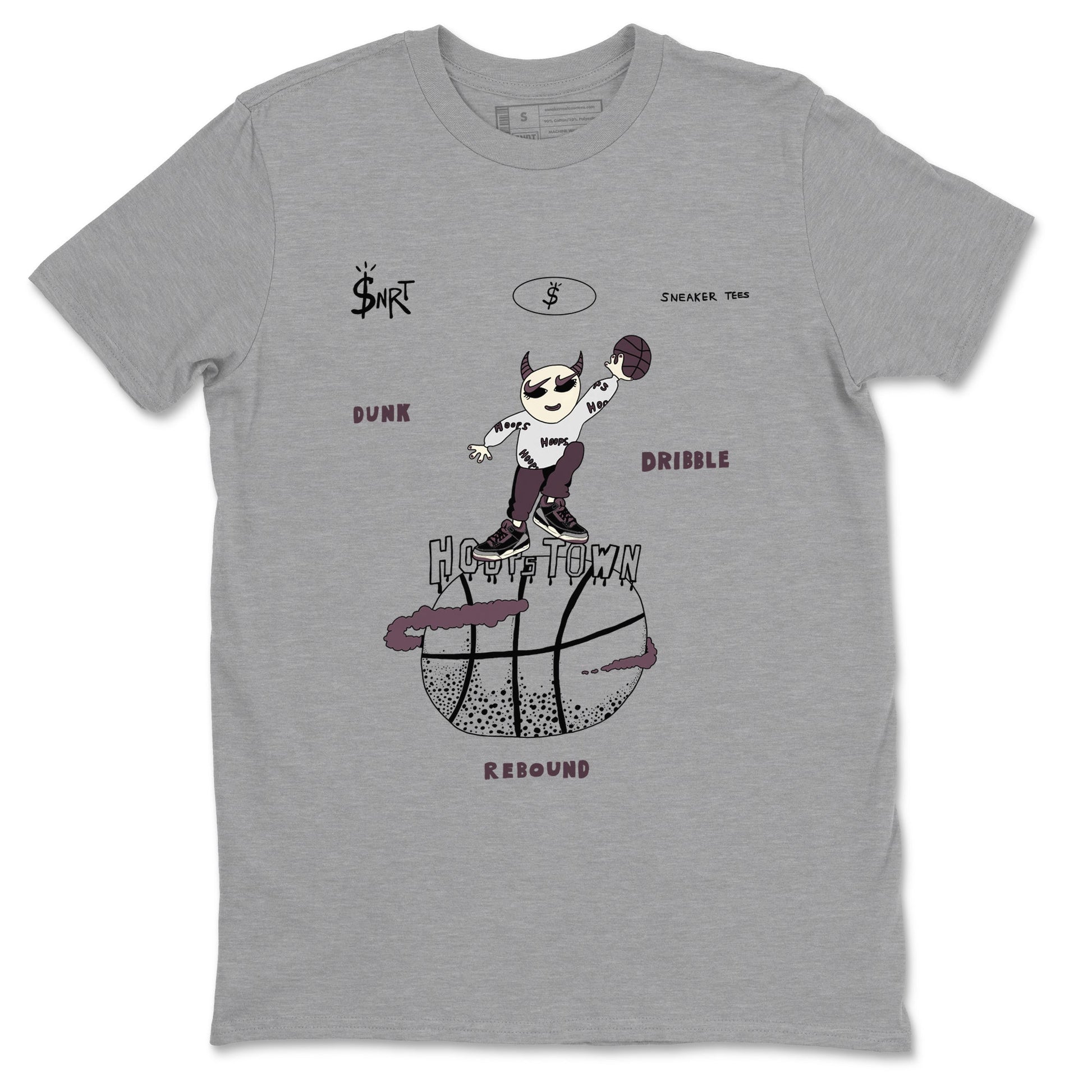 AJ3 A Ma Maniere x Black shirts to match jordans Hoops Town sneaker match tees A Ma Maniere x Air Jordan 3 “Black” SNRT Sneaker Tees streetwear brand Heather Grey 2 unisex cotton tee