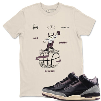 AJ3 A Ma Maniere x Black shirts to match jordans Hoops Town sneaker match tees A Ma Maniere x Air Jordan 3 “Black” SNRT Sneaker Tees streetwear brand Natural 1 unisex cotton tee