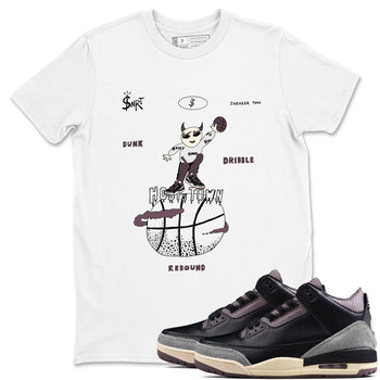 AJ3 A Ma Maniere x Black shirts to match jordans Hoops Town sneaker match tees A Ma Maniere x Air Jordan 3 “Black” SNRT Sneaker Tees streetwear brand White 1 unisex cotton tee