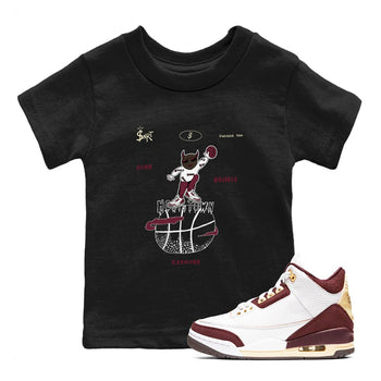 3s A Ma Maniere x Burgundy Crush shirts to match jordans Hoops Town sneaker match teesA Ma Maniére x Air Jordan 3 "Burgundy Crush" SNRT Sneaker Tees streetwear brand Baby and Youth Black 1 cotton tee