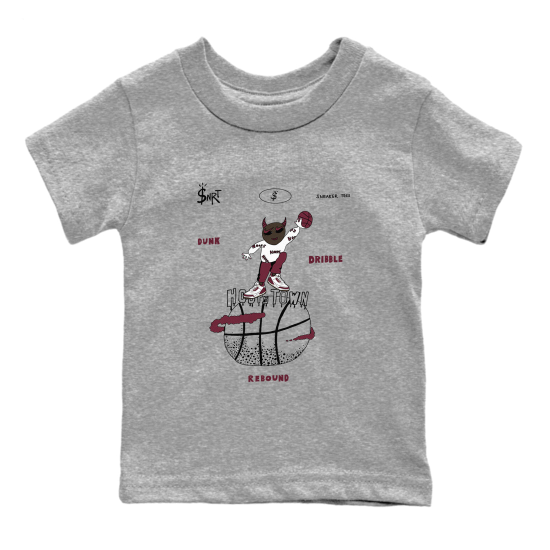 3s A Ma Maniere x Burgundy Crush shirts to match jordans Hoops Town sneaker match teesA Ma Maniére x Air Jordan 3 "Burgundy Crush" SNRT Sneaker Tees streetwear brand Baby and Youth Heather Grey 2 cotton tee