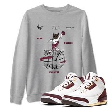 3s A Ma Maniere x Burgundy Crush shirts to match jordans Hoops Town sneaker match teesA Ma Maniére x Air Jordan 3 "Burgundy Crush" SNRT Sneaker Tees streetwear brand Heather Grey 1 unisex cotton tee