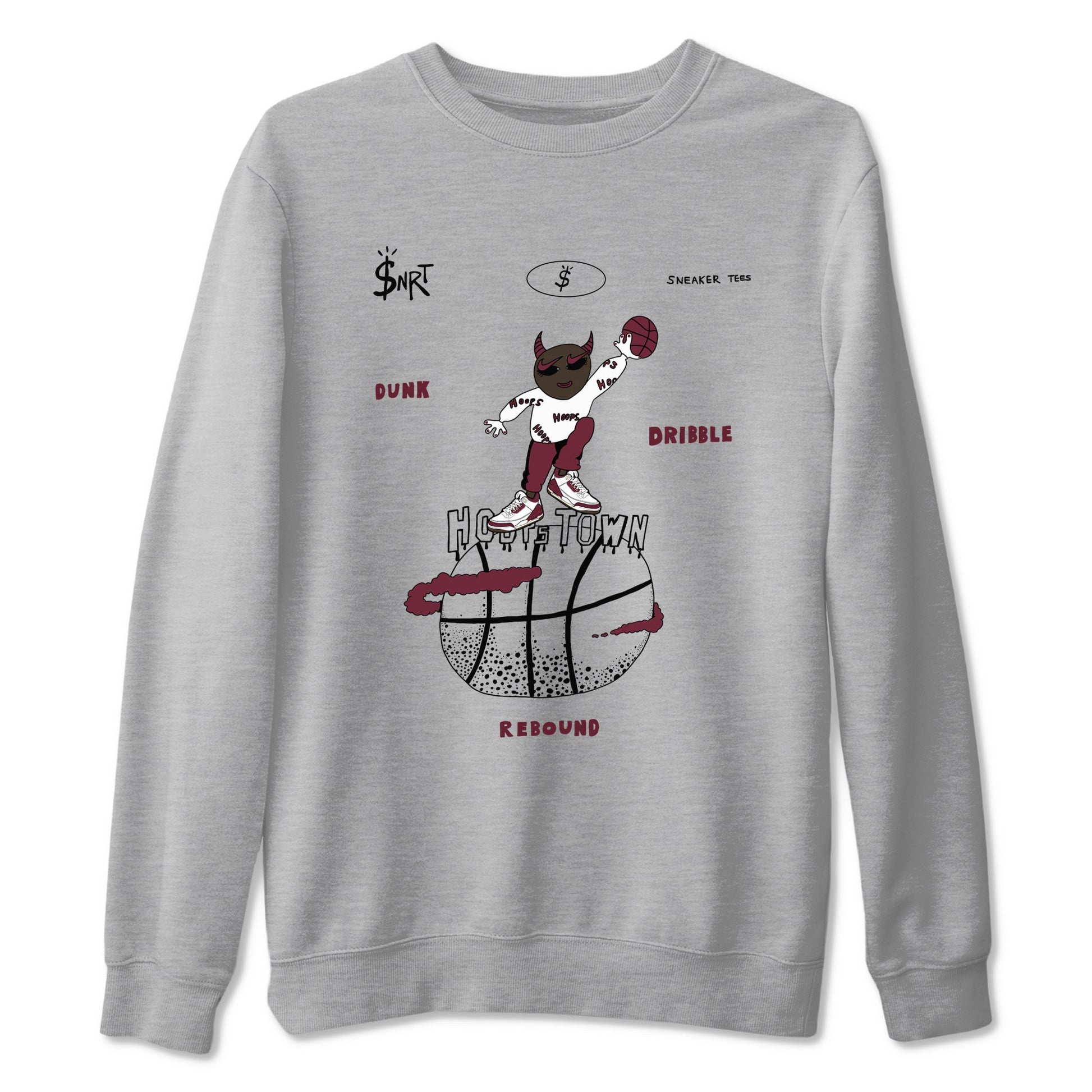 3s A Ma Maniere x Burgundy Crush shirts to match jordans Hoops Town sneaker match teesA Ma Maniére x Air Jordan 3 "Burgundy Crush" SNRT Sneaker Tees streetwear brand Heather Grey 2 unisex cotton tee
