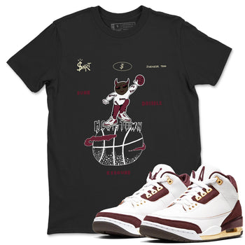 3s A Ma Maniere x Burgundy Crush shirts to match jordans Hoops Town sneaker match teesA Ma Maniére x Air Jordan 3 "Burgundy Crush" SNRT Sneaker Tees streetwear brand Black 1 unisex cotton tee