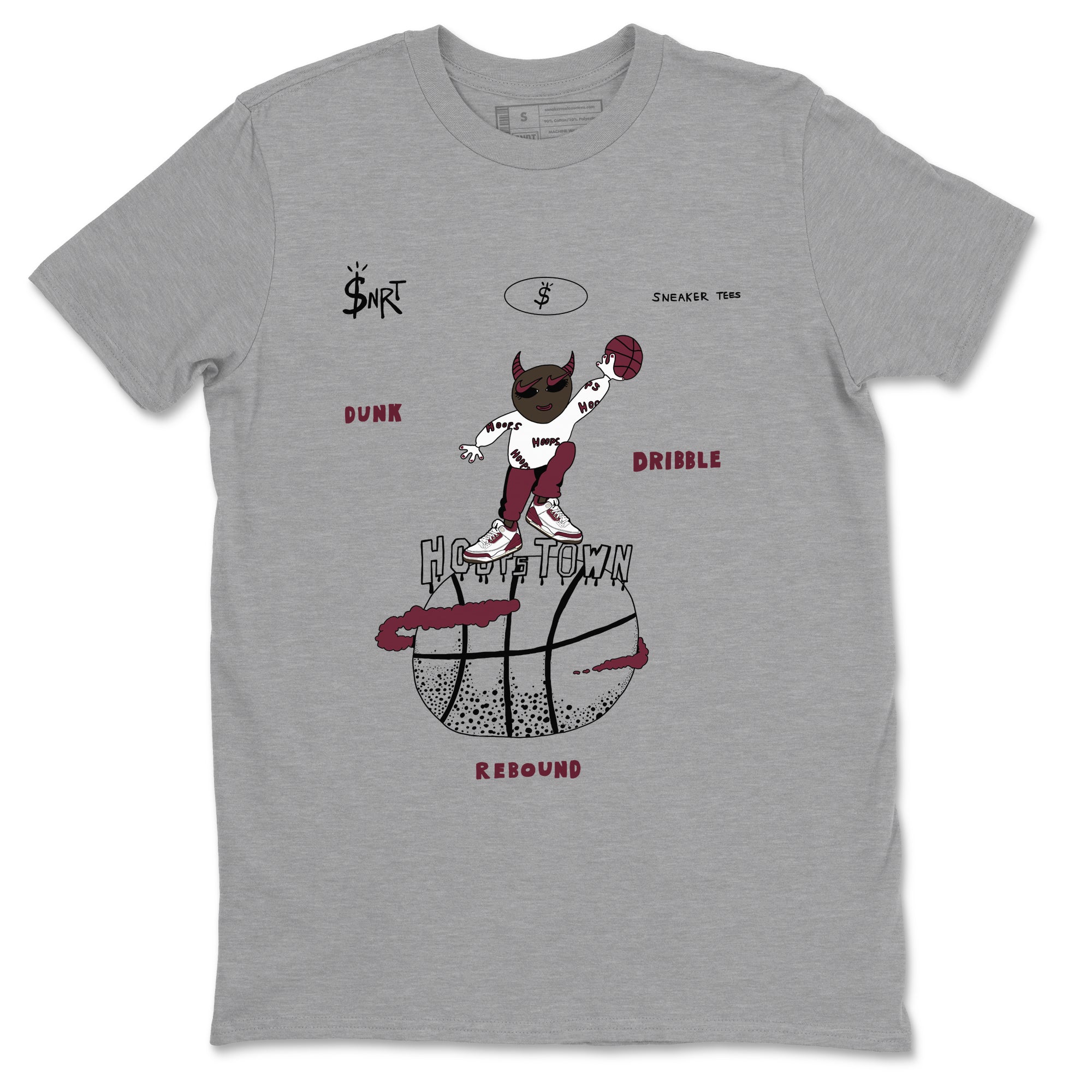 3s A Ma Maniere x Burgundy Crush shirts to match jordans Hoops Town sneaker match teesA Ma Maniére x Air Jordan 3 "Burgundy Crush" SNRT Sneaker Tees streetwear brand Heather Grey 2 unisex cotton tee