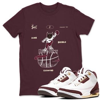 3s A Ma Maniere x Burgundy Crush shirts to match jordans Hoops Town sneaker match teesA Ma Maniére x Air Jordan 3 "Burgundy Crush" SNRT Sneaker Tees streetwear brand Maroon 1 unisex cotton tee