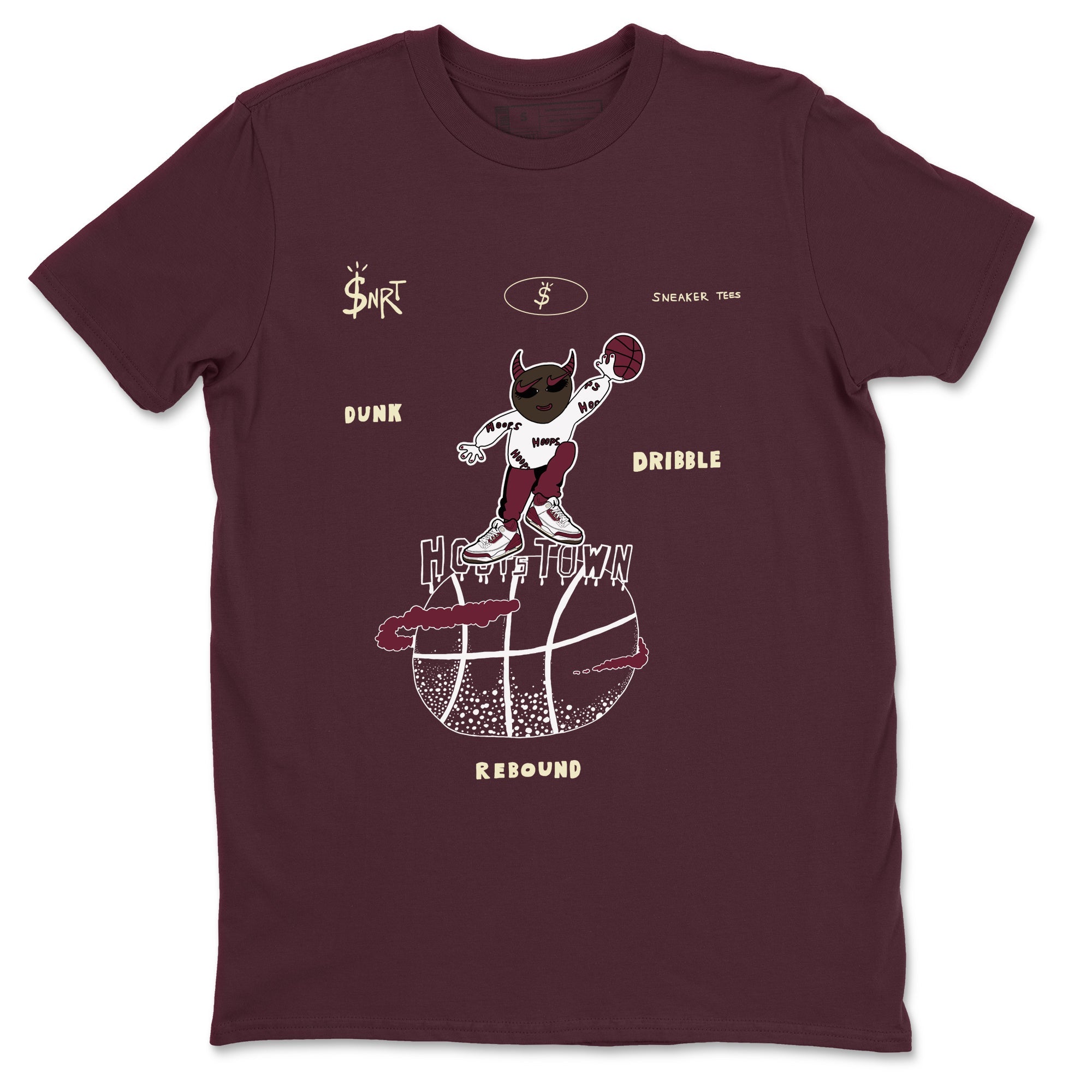 3s A Ma Maniere x Burgundy Crush shirts to match jordans Hoops Town sneaker match teesA Ma Maniére x Air Jordan 3 "Burgundy Crush" SNRT Sneaker Tees streetwear brand Maroon 2 unisex cotton tee