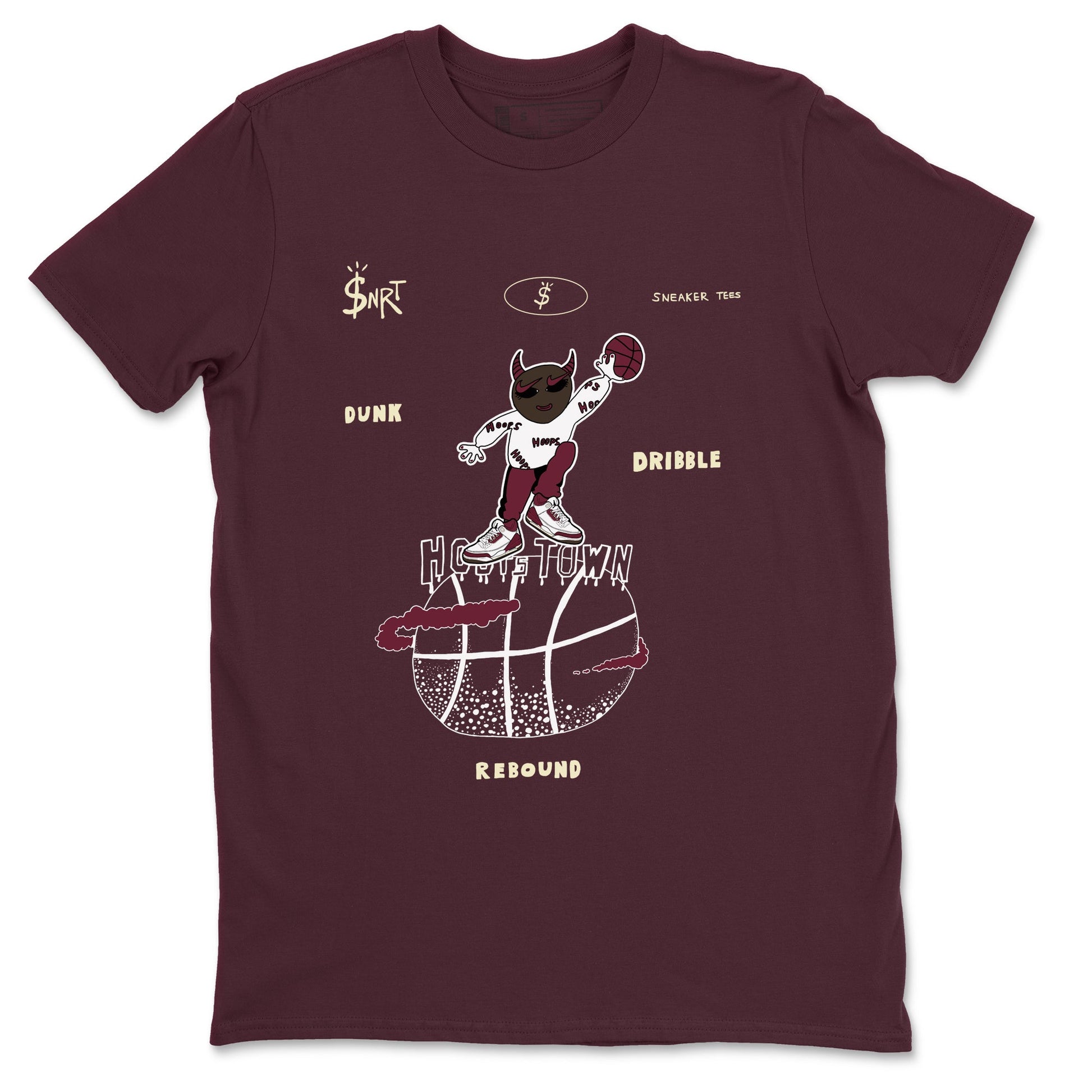 3s A Ma Maniere x Burgundy Crush shirts to match jordans Hoops Town sneaker match teesA Ma Maniére x Air Jordan 3 "Burgundy Crush" SNRT Sneaker Tees streetwear brand Maroon 2 unisex cotton tee