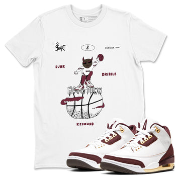 3s A Ma Maniere x Burgundy Crush shirts to match jordans Hoops Town sneaker match teesA Ma Maniére x Air Jordan 3 "Burgundy Crush" SNRT Sneaker Tees streetwear brand White 1 unisex cotton tee
