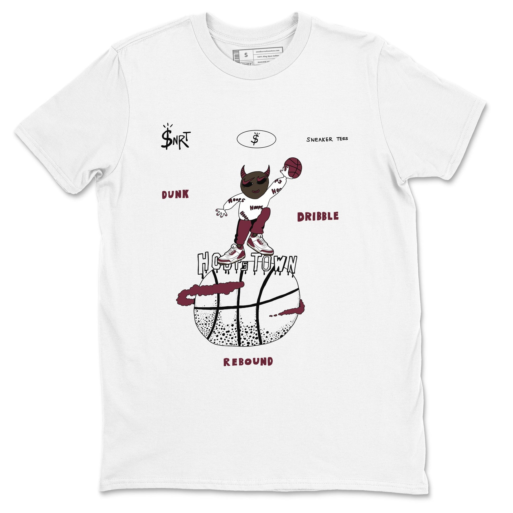 3s A Ma Maniere x Burgundy Crush shirts to match jordans Hoops Town sneaker match teesA Ma Maniére x Air Jordan 3 "Burgundy Crush" SNRT Sneaker Tees streetwear brand White 2 unisex cotton tee