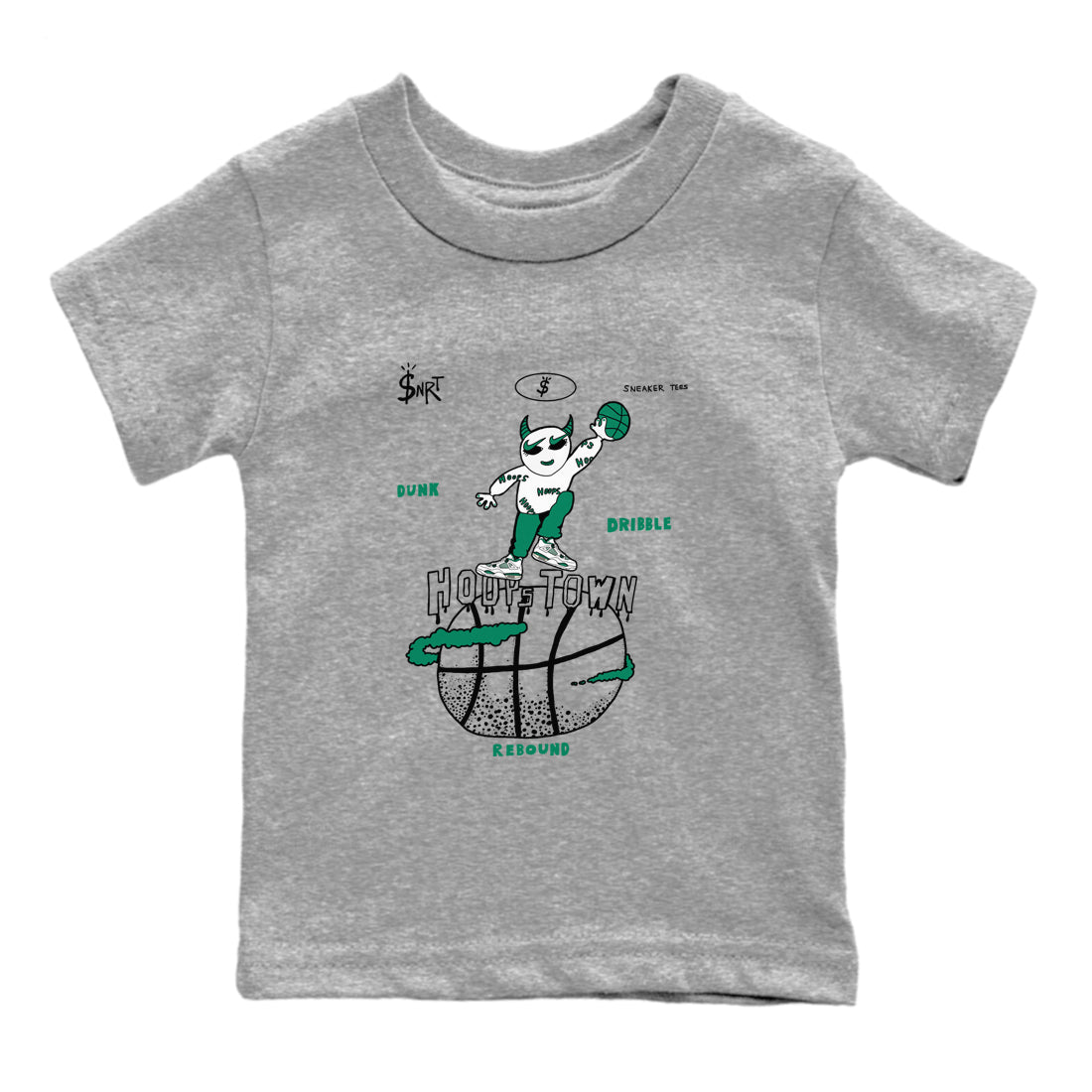 4s Oxidized Green shirts to match jordans Hoops Town sneaker match tees Air Jordan 4 Oxidized Green SNRT Sneaker Tees streetwear brand Baby and Youth Heather Grey 2 cotton tee
