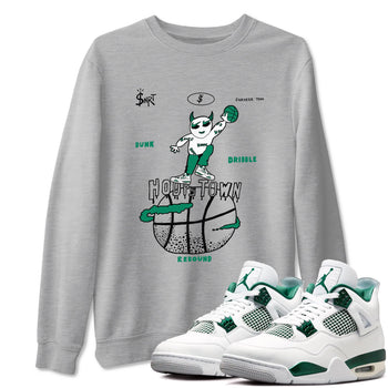 4s Oxidized Green shirts to match jordans Hoops Town sneaker match tees Air Jordan 4 Oxidized Green SNRT Sneaker Tees streetwear brand Heather Grey 1 unisex cotton tee