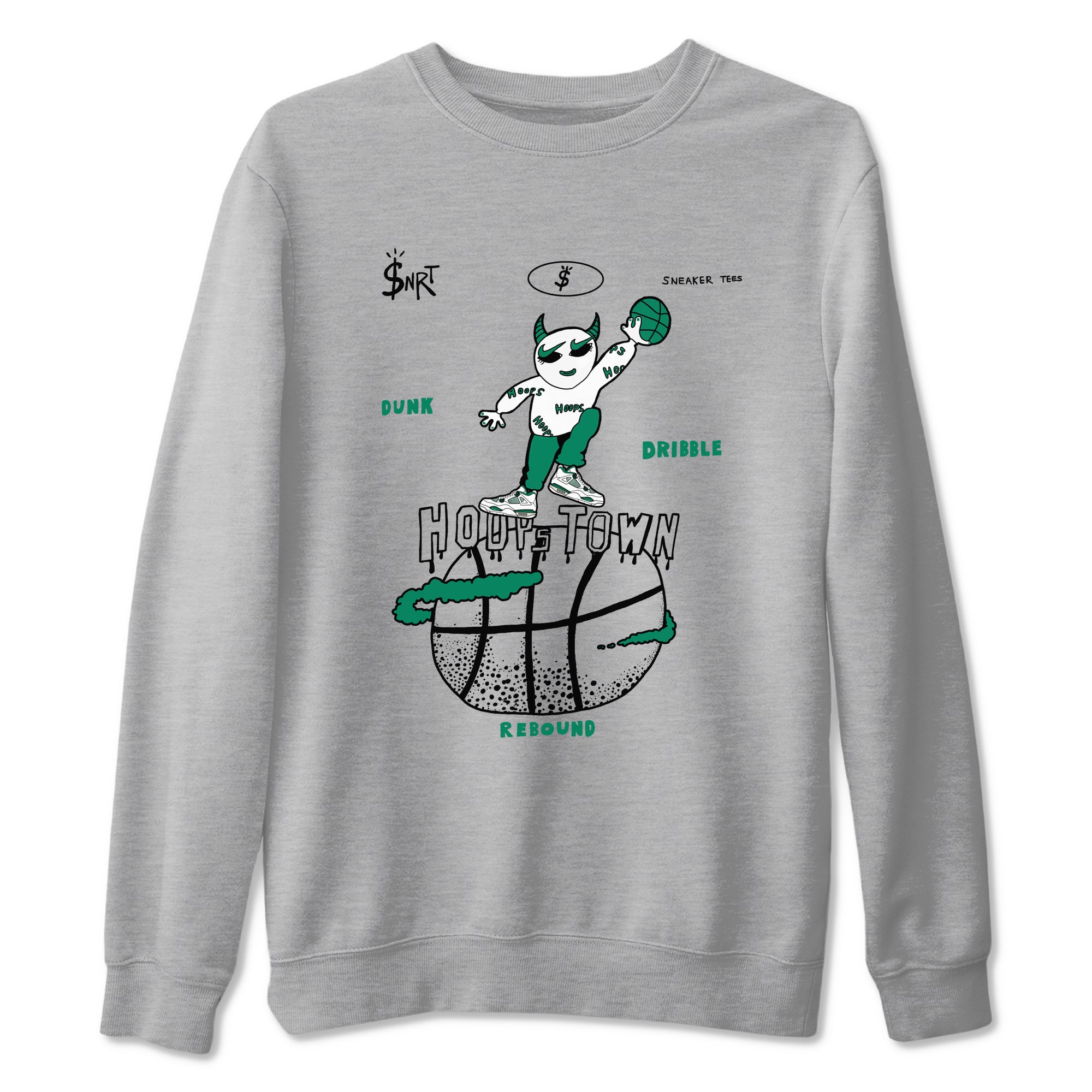 4s Oxidized Green shirts to match jordans Hoops Town sneaker match tees Air Jordan 4 Oxidized Green SNRT Sneaker Tees streetwear brand Heather Grey 2 unisex cotton tee