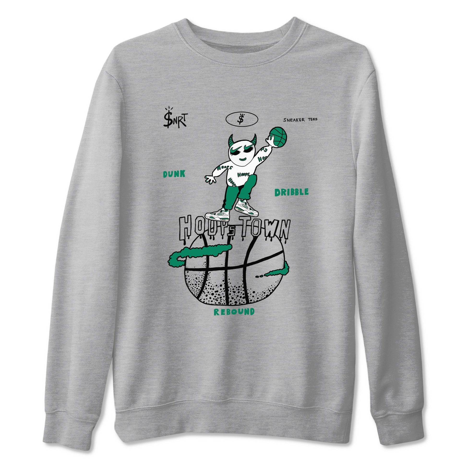 4s Oxidized Green shirts to match jordans Hoops Town sneaker match tees Air Jordan 4 Oxidized Green SNRT Sneaker Tees streetwear brand Heather Grey 2 unisex cotton tee
