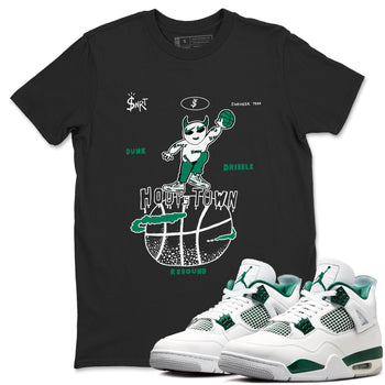 4s Oxidized Green shirts to match jordans Hoops Town sneaker match tees Air Jordan 4 Oxidized Green SNRT Sneaker Tees streetwear brand Black 1 unisex cotton tee