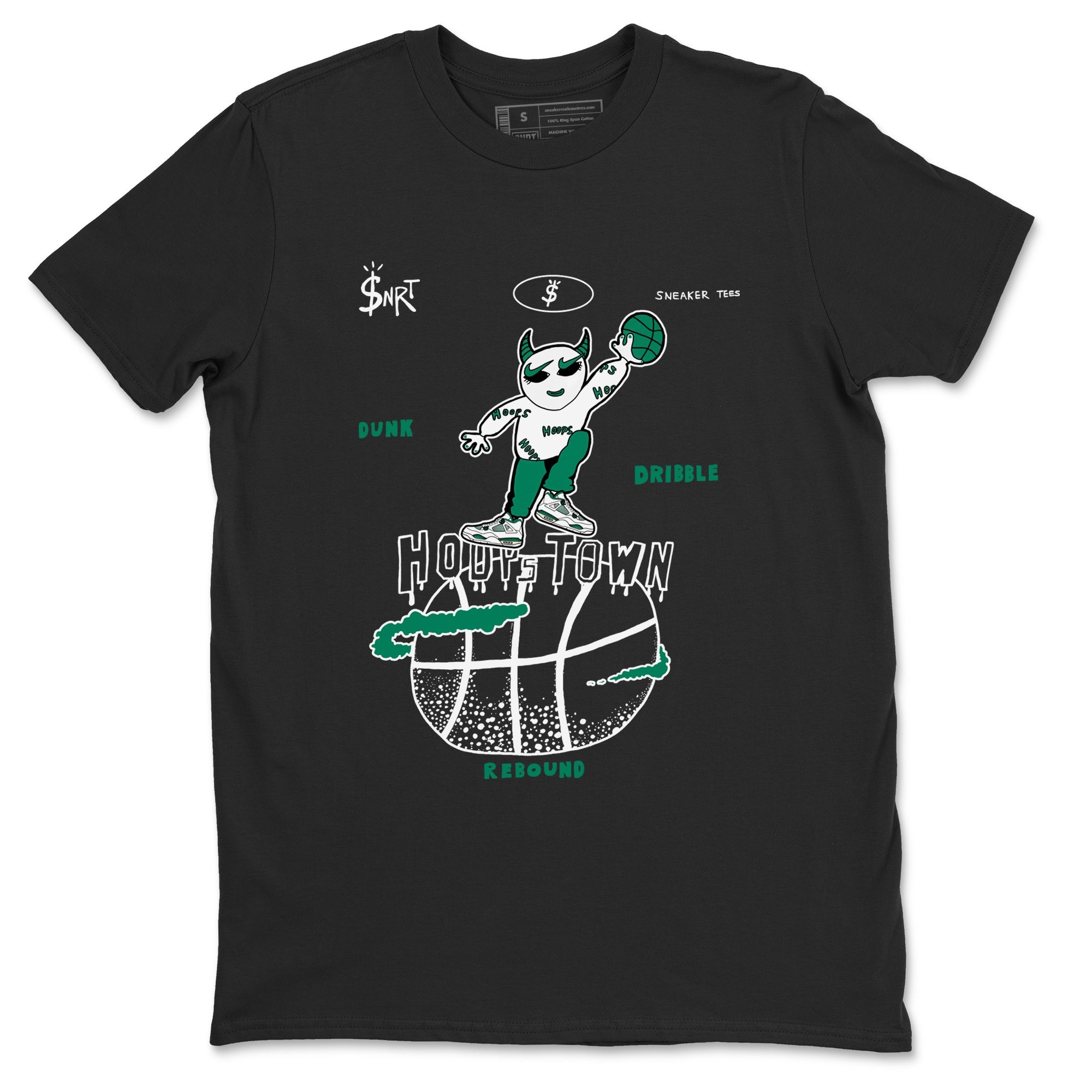 4s Oxidized Green shirts to match jordans Hoops Town sneaker match tees Air Jordan 4 Oxidized Green SNRT Sneaker Tees streetwear brand Black 2 unisex cotton tee
