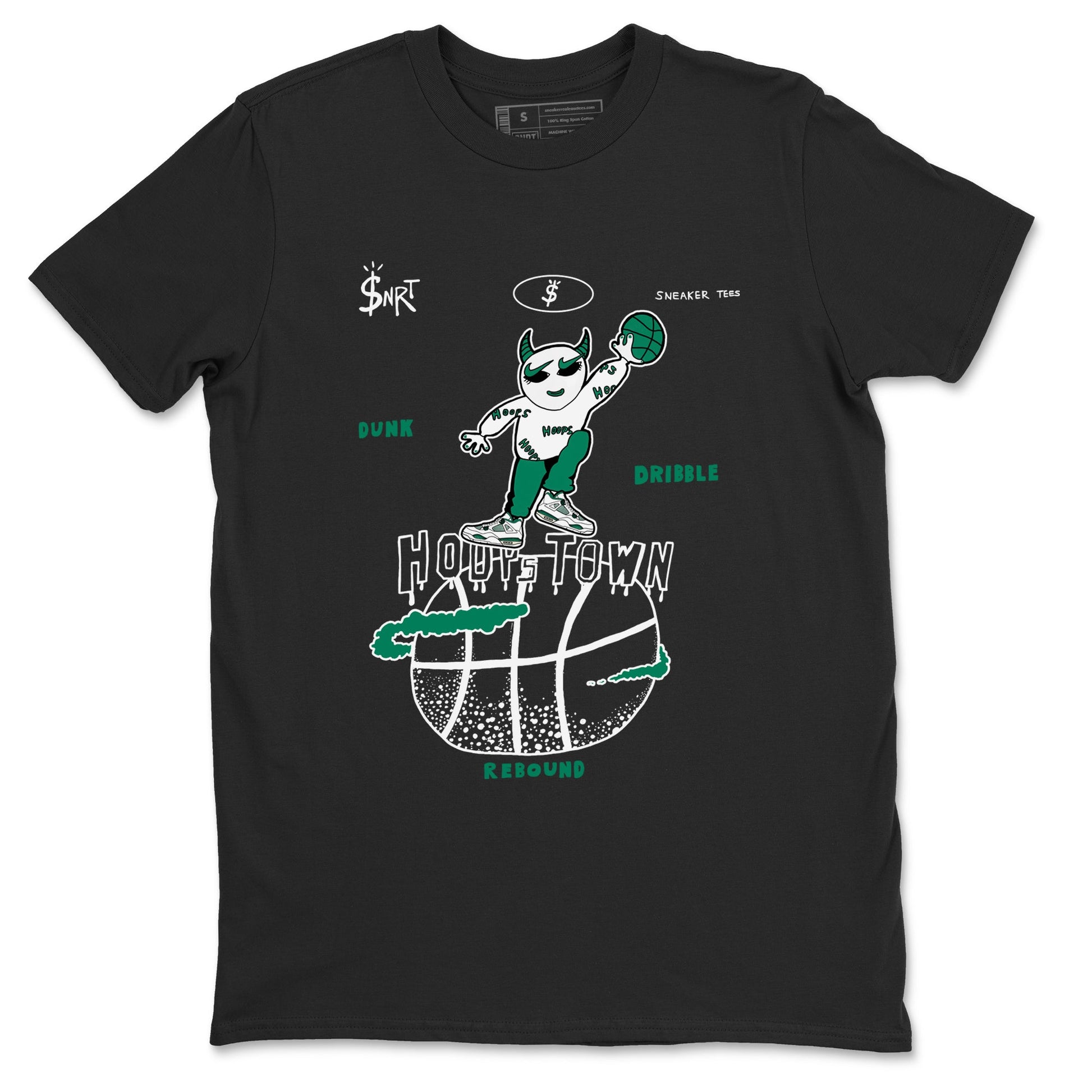 4s Oxidized Green shirts to match jordans Hoops Town sneaker match tees Air Jordan 4 Oxidized Green SNRT Sneaker Tees streetwear brand Black 2 unisex cotton tee